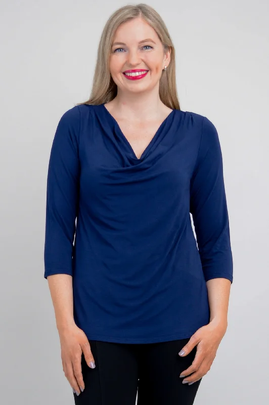 Charisse 3/4 Slv Top, Indigo, Bamboo