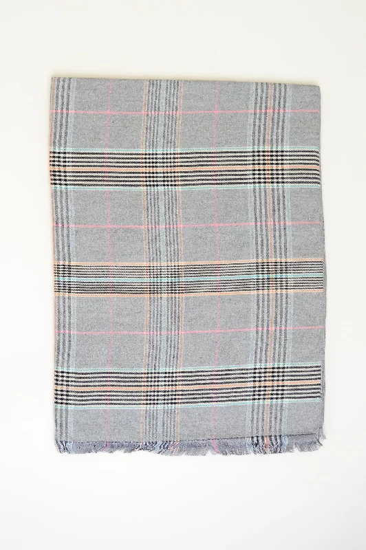 Cozy Scarf, Light Grey Tartan