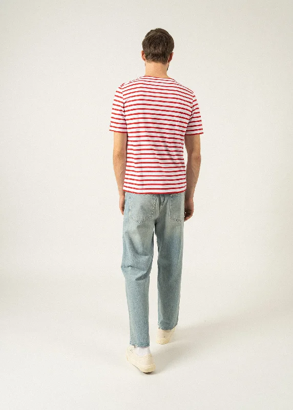 Levant short sleeve striped sailor shirt - regular fit, in light cotton (NEIGE/TULIPE)