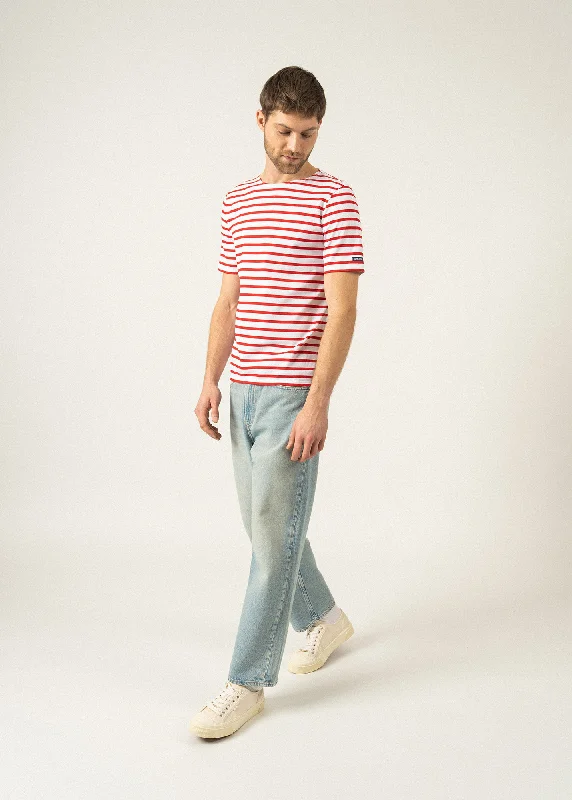 Levant short sleeve striped sailor shirt - regular fit, in light cotton (NEIGE/TULIPE)