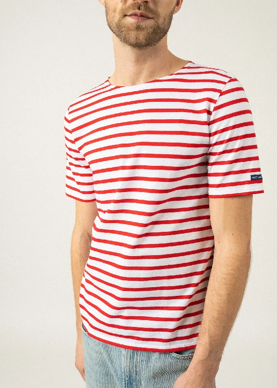 Levant short sleeve striped sailor shirt - regular fit, in light cotton (NEIGE/TULIPE)