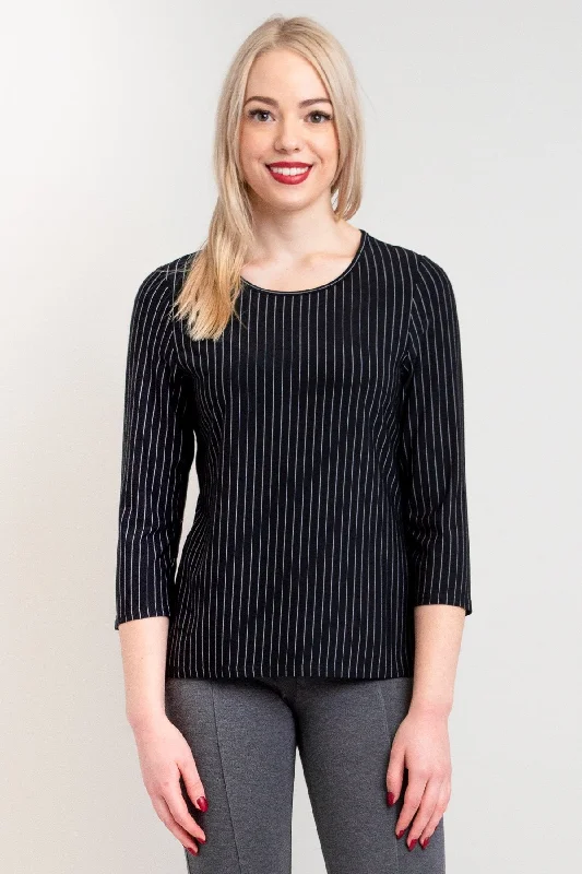 Margorie Top, BW Pin Stripe, Bamboo - Final Sale