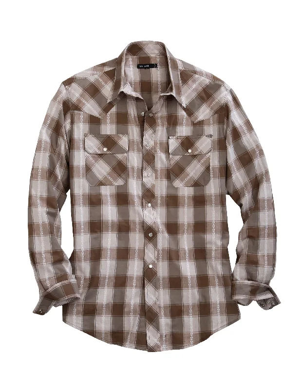 MENS LONG SLEEVE SNAP BUFFALO DOBBY WESTERN SHIRT