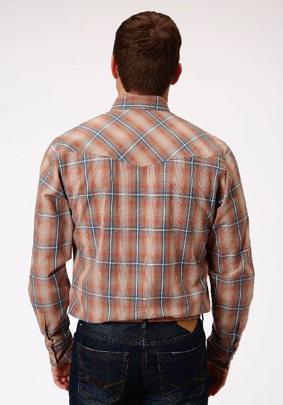 MENS LONG SLEEVE SNAP DUSTY OMBRE WESTERN SHIRT