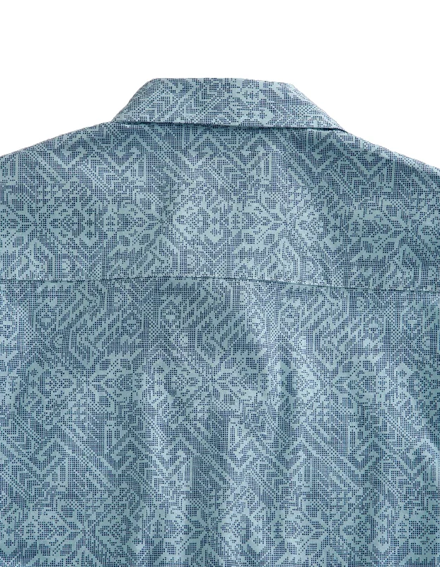 MENS LONG SLEEVE SNAP DOT MATRIX AZTEC PRINT WESTERN SHIRT