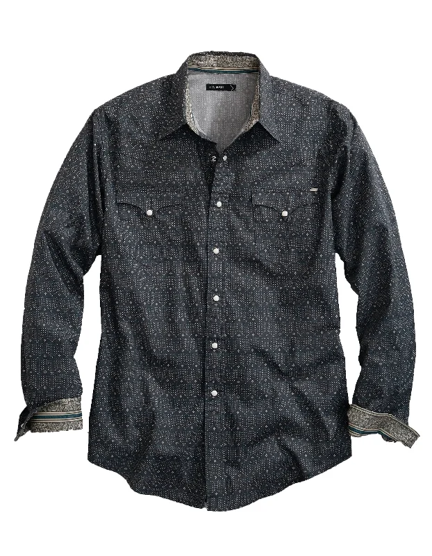 MENS LONG SLEEVE SNAP ARROW POINTS PRINT WESTERN SHIRT