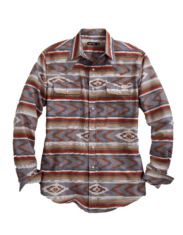 MENS LONG SLEEVE SNAP ARROWHEAD SERAPE WESTERN SHIRT