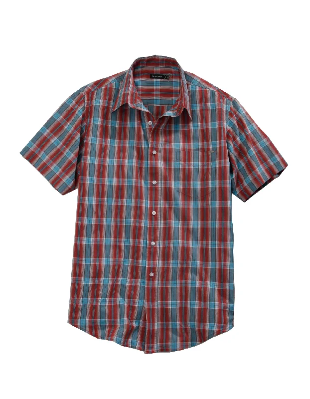 MENS HIGHWAY PLAID SHORT SLEEVE WESTERN BUTTON DOWN SHIRT