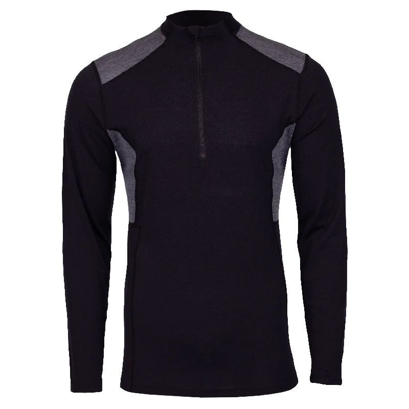 Men's Clima-Wool Merino Zip-T - Black/Grey Heather