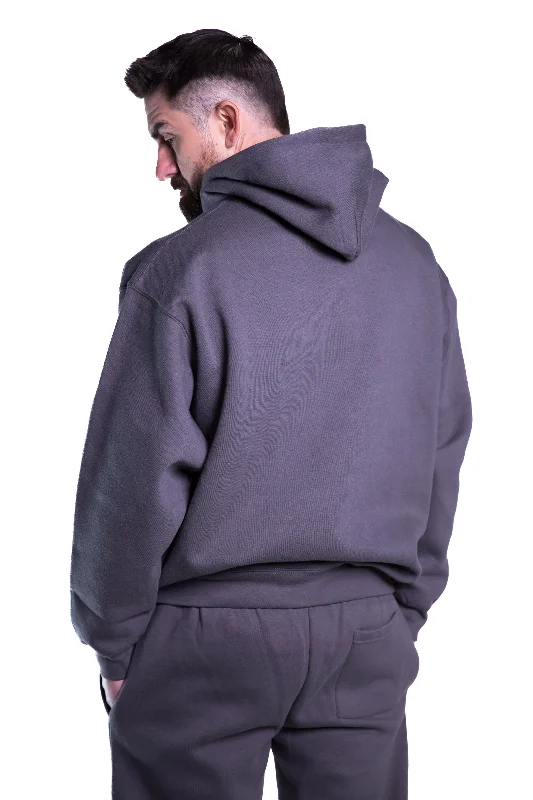 Unisex Inked Logo Embroidered Hoodie -Grey