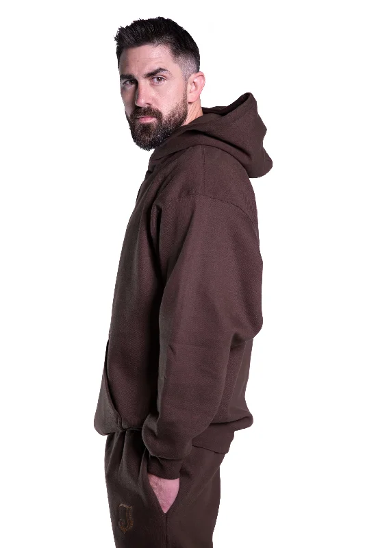 Unisex Inked Logo Embroidered Hoodie - Brown